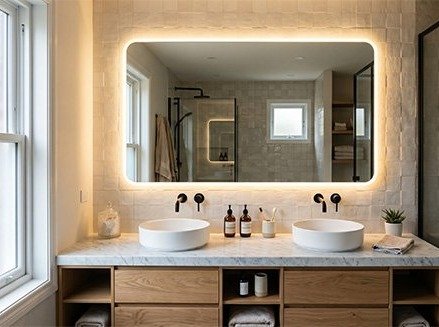 Installation miroir LED salle de bain Plaisir